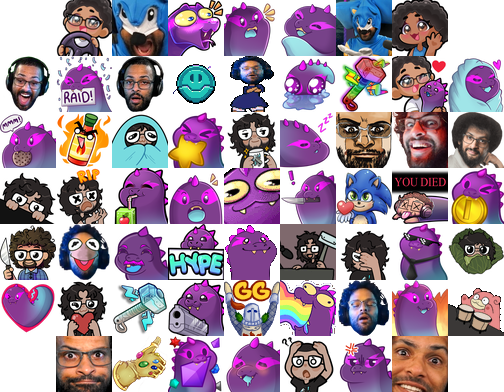 Various Artists Emotes: RosaPrieto, AttacRacc, AlexArtMe, Squigglyswiggley, Kittrex_Creates, Maddher, Notsoheadless,
